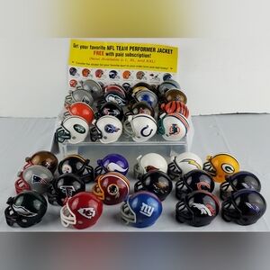 NFL Mini Football Helmets Gumball Miniature Complete Set Lot of 33 - SI Stickers